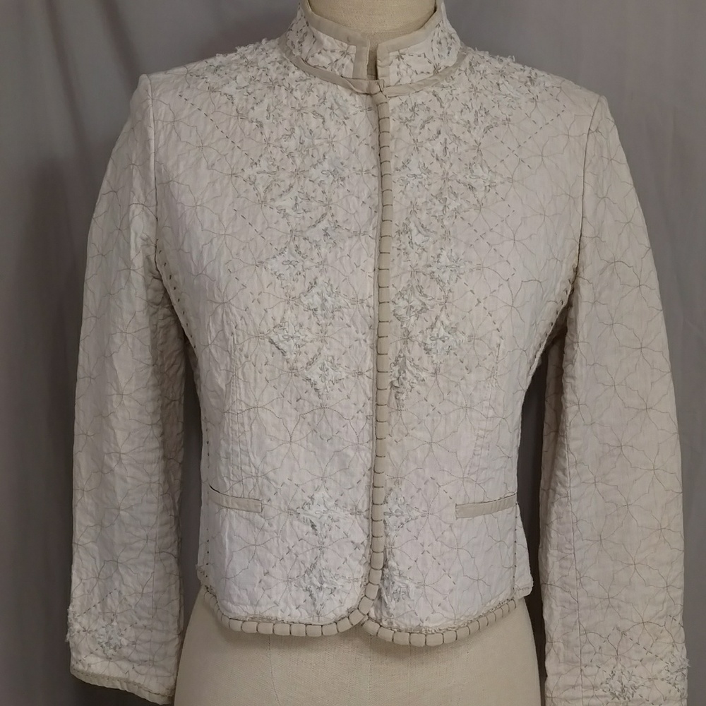 Prada Jacket Linen Cotton Short Natural Neutral SeeMeas Quality Italian Designer